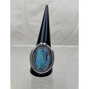 Evelyn Platero Kingman Turquoise Sterling Silver Navajo Ring Size 11